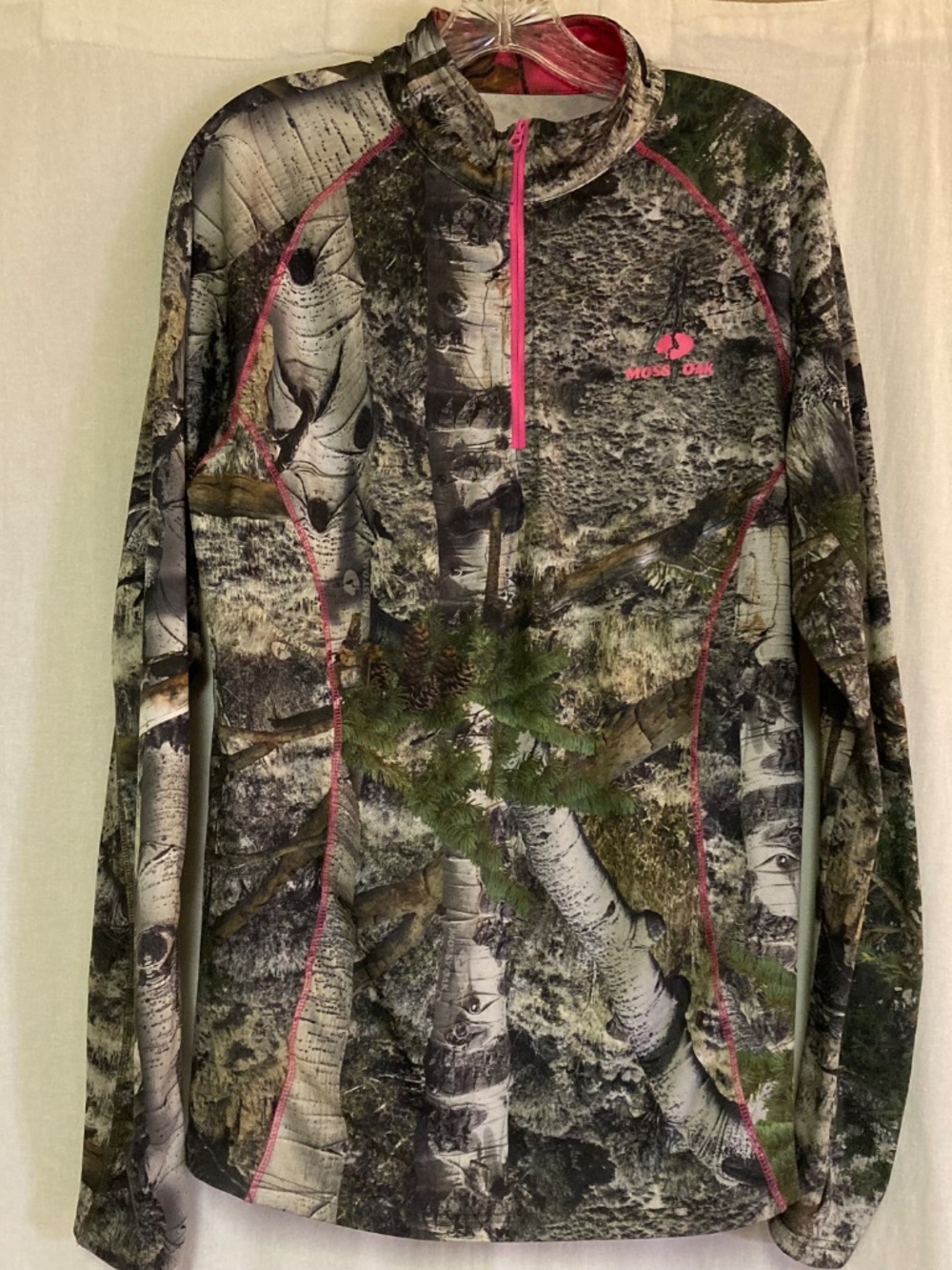 Mossy Oak Shirt Womens XL Green Camouflage 1/4 Zip Break Up Country Camo NEW